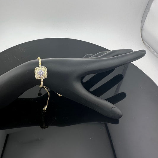 14kt Gold Plated Bolo Bracelet with 4.5 Carat White Topaz Gemstones