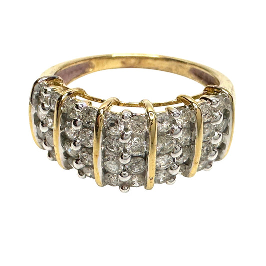 Elegant 1.00 Carat Diamond Anniversary Ring 14kt Gold Overlaying Sterling SIlver