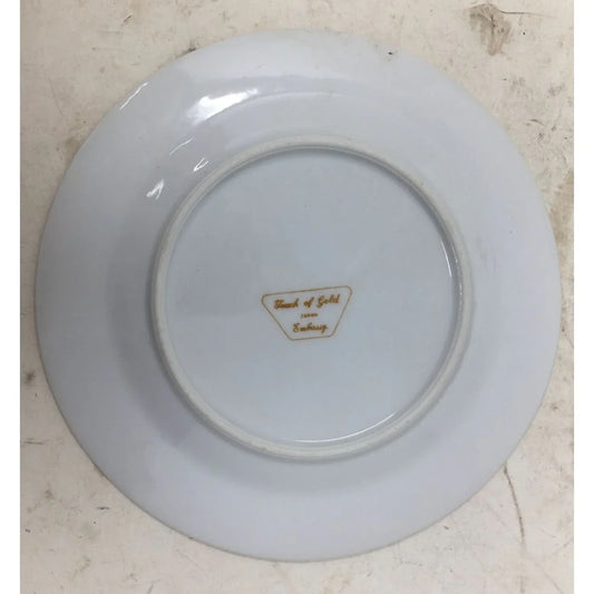 Vintage Decorative Plate Gold Rim With Blue Flowers A+ Stuff A+ Stuff