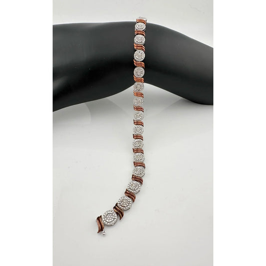 Beautiful Rose Gold Overlaying Sterling Silver Diamond Bracelet - A+ Stuff