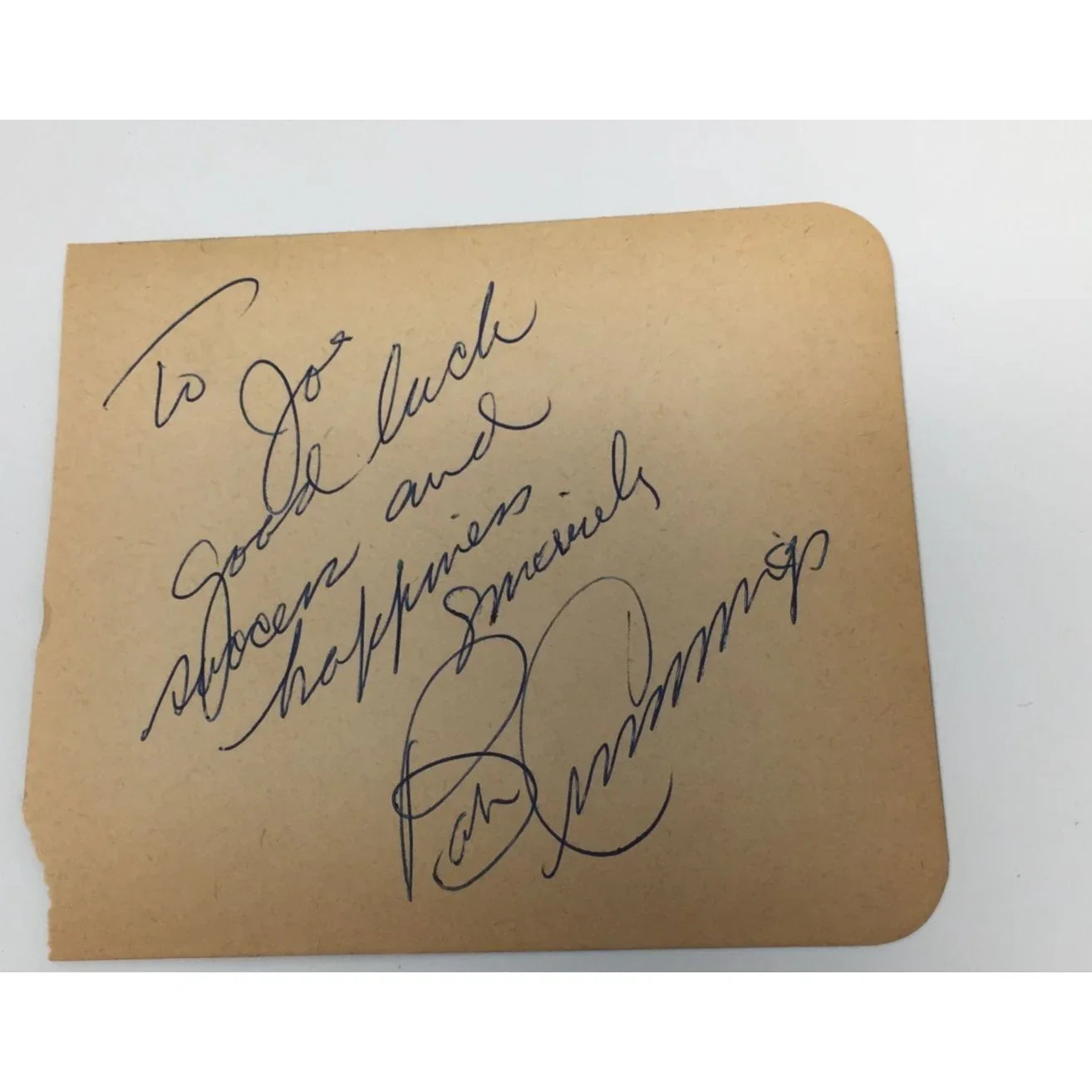 Bob Cummings - Vintage Headshot & Autograph on Napkin with Note - A+ Stuff