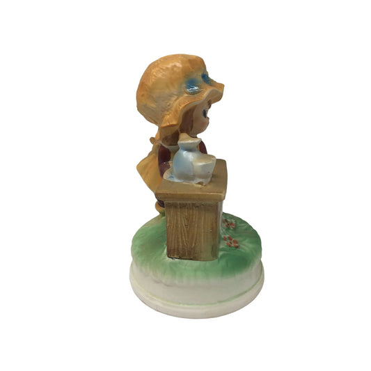 Vintage Fred Roberts Japan Ceramic Music Box Girl at Lemonade Stand - A+ Stuff