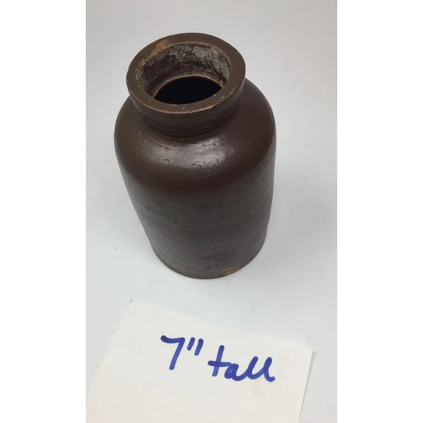 Vintage Dark Brown Stoneware Vase - about 7'' tall - A+ Stuff