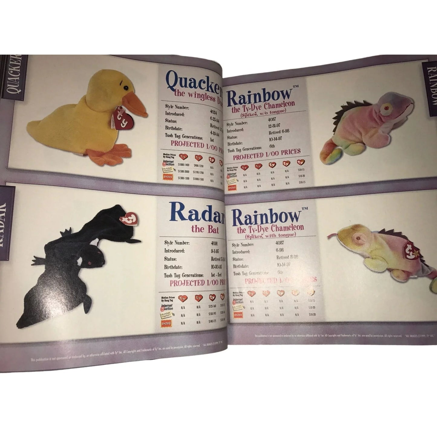 Vintage 1999 Beanie Baby Mary Beth's Bean Bag World Bean Bag Encyclopedia - A+ Stuff