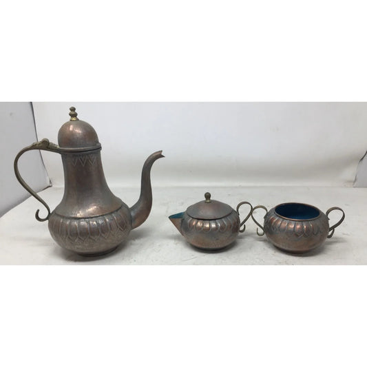 Vintage Coffee/Tea Set- Coffee/Tea Pot, Sugar and Cream Metal Dishes A+ Stuff A+ Stuff
