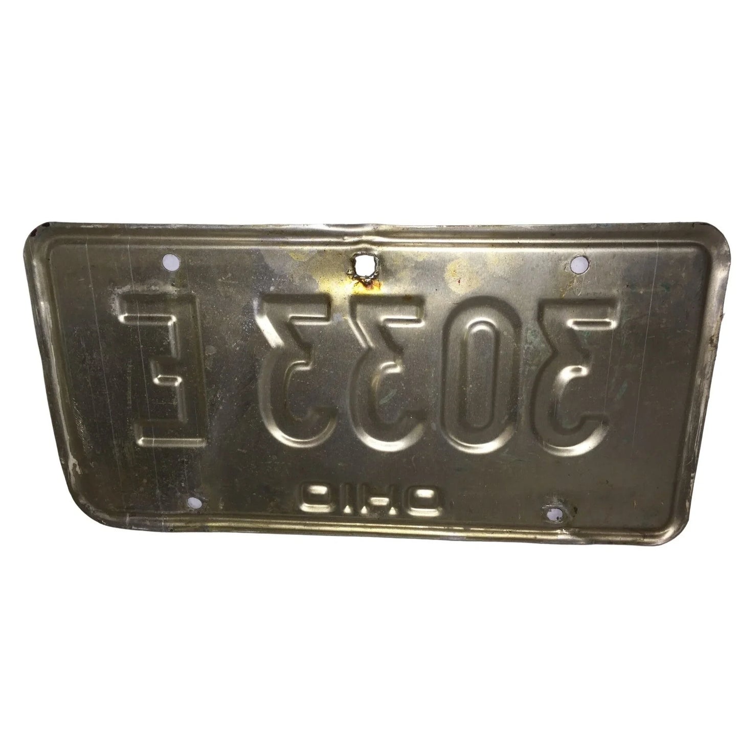 Vintage Ohio License Plate ( Late 1970s, 1980) White with Red Letters - 3033E - A+ Stuff