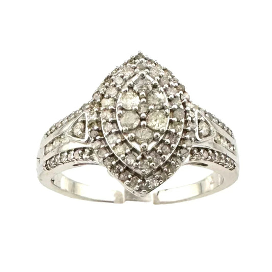 Stunning 1/2 carat Diamond Marquise Cluster Ring - Sterling Silver Size 7 - A+ Stuff