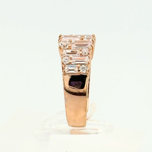 Beautiful 1.7ct White Topaz Baguette Ring - Size 7 - 14kt Rose Gold Overlaying Sterling SIlver