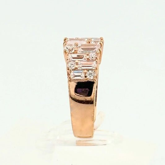 Beautiful 1.7ct White Topaz Baguette Ring - Size 7 - 14kt Rose Gold Overlaying Sterling SIlver - A+ Stuff