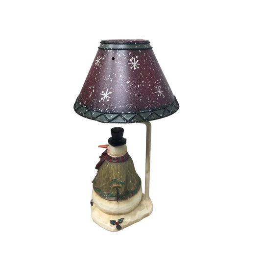 Forest Friend Frosty Snow Man Tea Light Lamp Candle Holder w/ Metal Shade - A+ Stuff