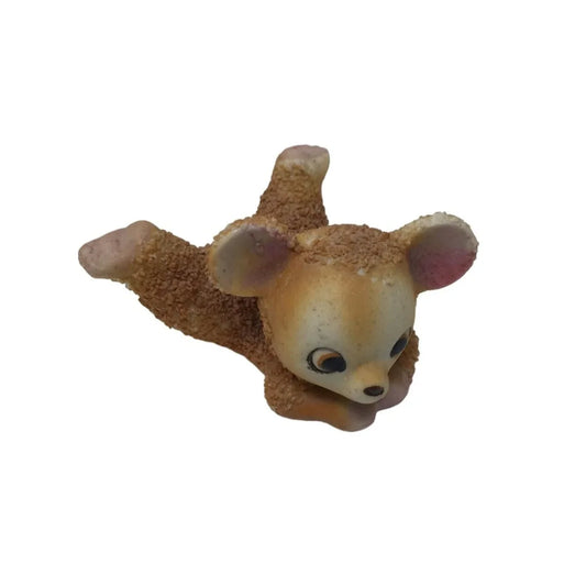 Vintage Brown Sugar Glaze Miniature Bear Cub Laying on Its Belly Figurine - A+ Stuff