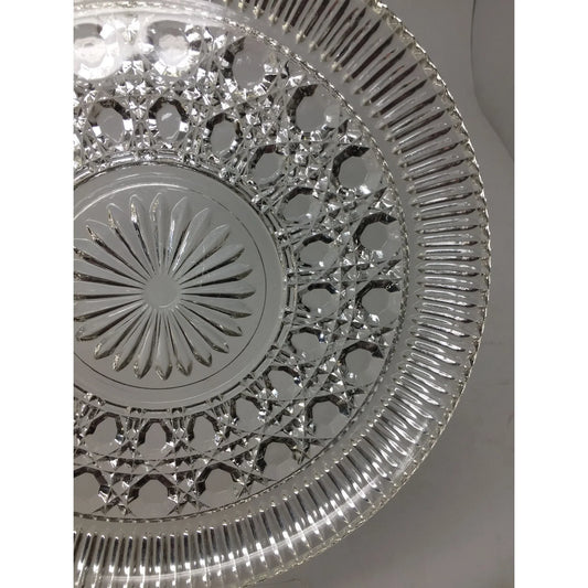Vintage 11'' Pressed Glass Jewel Pattern Serving Plate - A+ Stuff