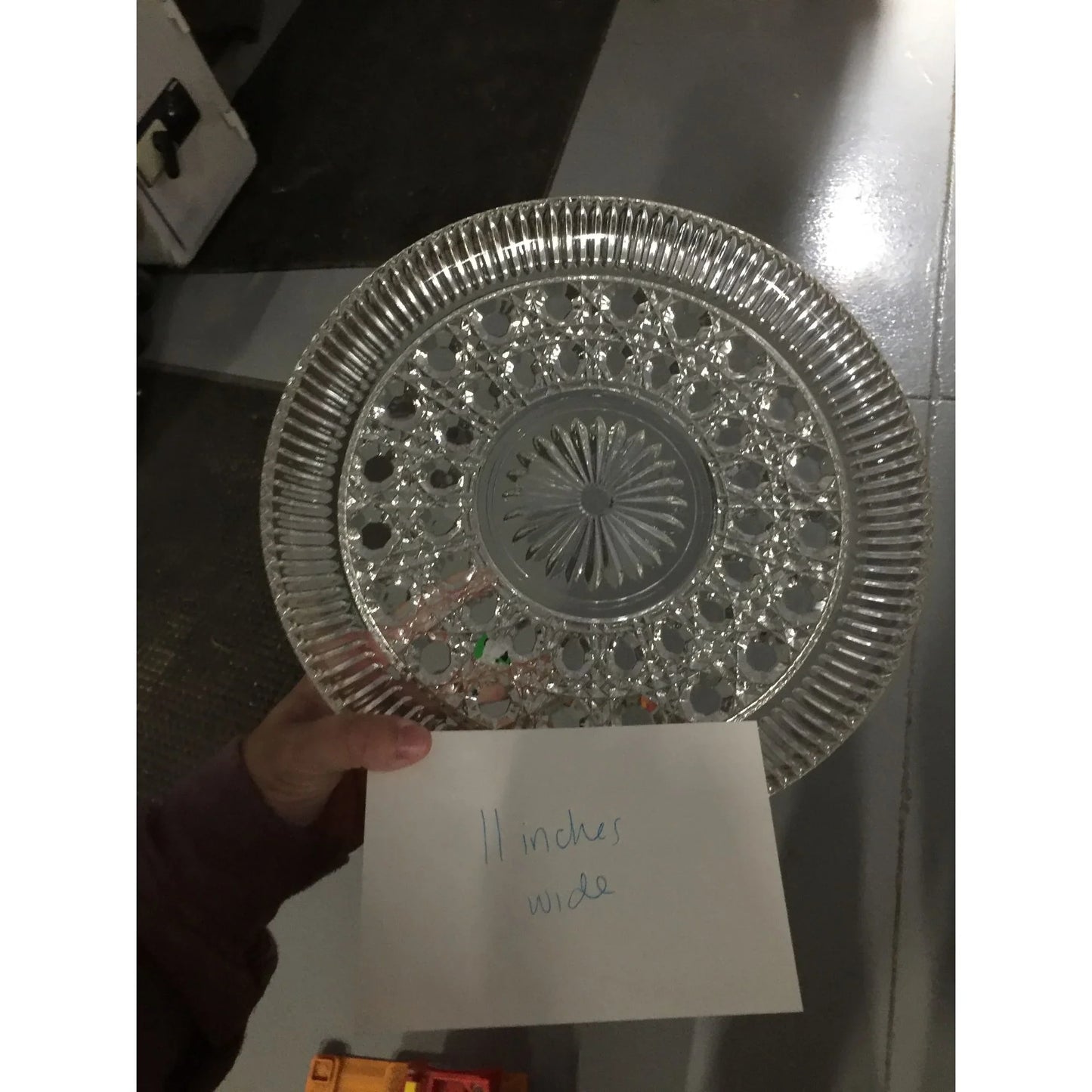Vintage 11'' Pressed Glass Jewel Pattern Serving Plate - A+ Stuff