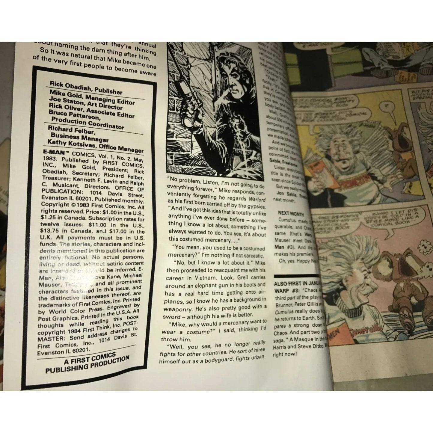 E-Man Alone Against The F Men Vintage May #2 First Comics Comic Book - A+ Stuff