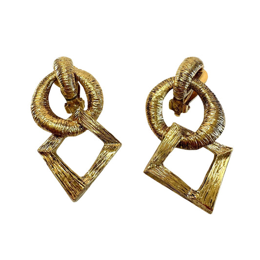 Yves Saint Laurent YSL Vintage Geometric Dangle Earrings