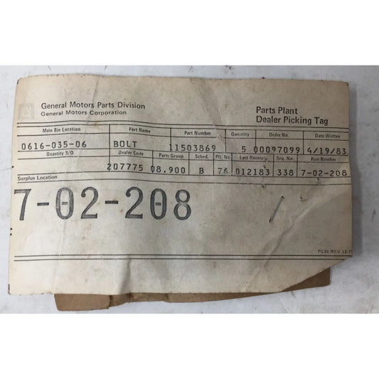 GM General Motors Bolt/Screw-Metric Hex Part #11514756 gm, general motors A+ Stuff