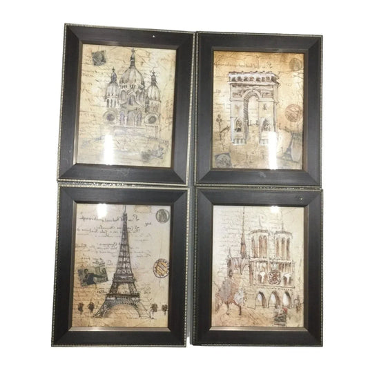 Set of 4 Framed Poster Prints/Home Decor of Eiffel Tower, Sacre-Coeur, Notre Dame, Arc De Triomphe A+ Stuff A+ Stuff