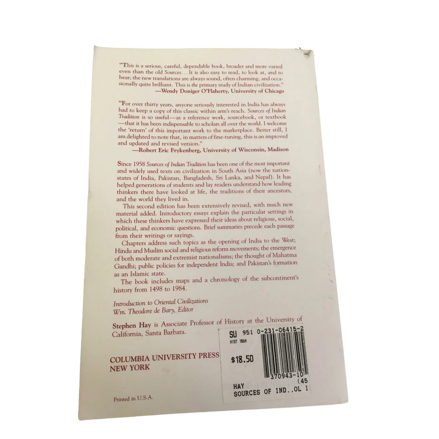 Sources of Indian Tradition: Modern India and Pakistan- 2nd Edition, Vol. 2 Paperback Book - A+ Stuff