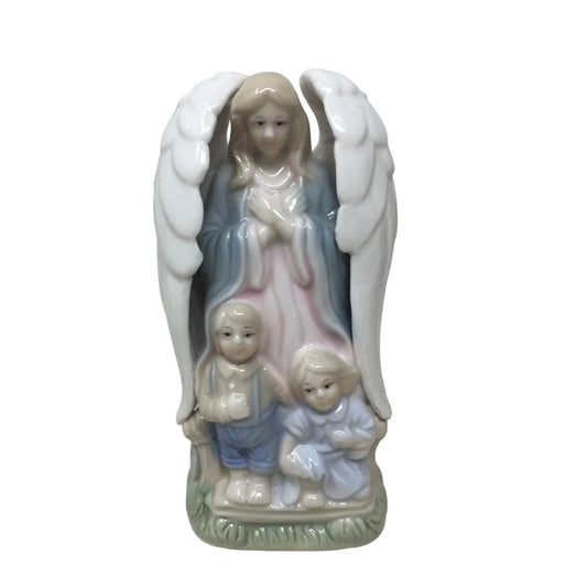 Ceramic Guardian Angel with Children Baby Boy/Girl Figurine- 5" Tall - A+ Stuff
