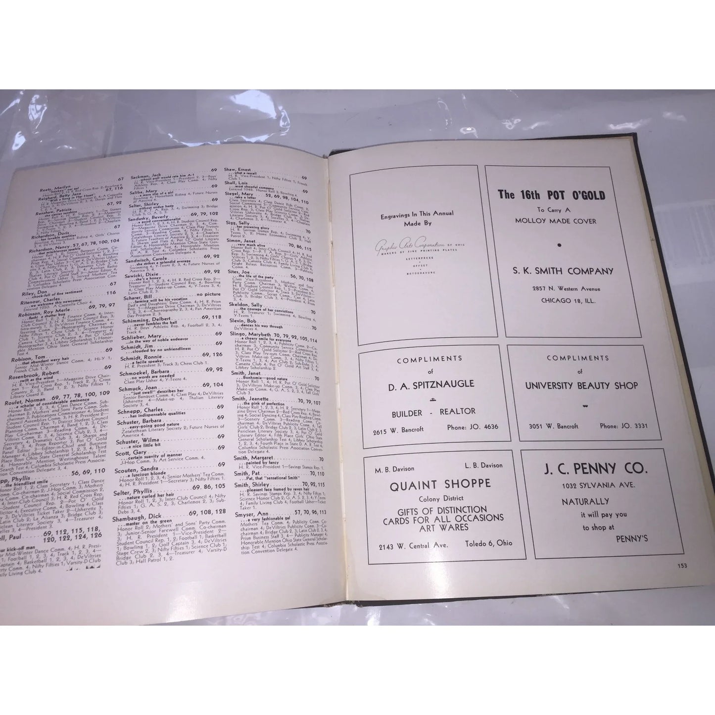 Vintage 1950 Devilbis High School Toledo Ohio Yearbook - A+ Stuff