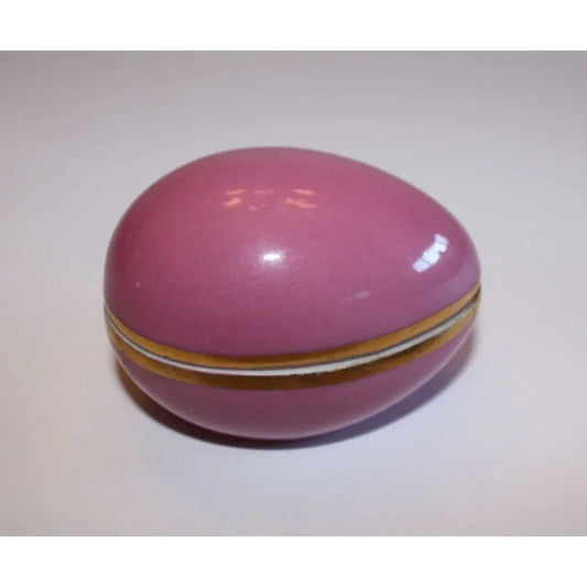Limoges France Pink Egg Shaped Jewelry Holder/Trinket Dish - A+ Stuff