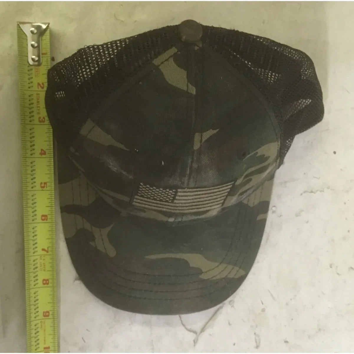Mens Adjustable Green Camo American Flag Hat - A+ Stuff
