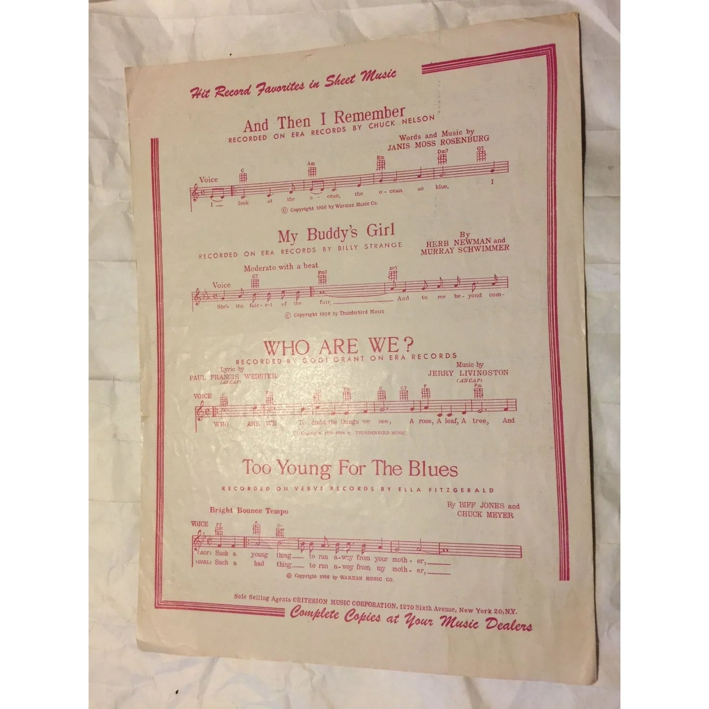 Vintage Sheet Music the Wayward Wind- Warman Music Co. Herb Newman/Stan Lebowsky - A+ Stuff