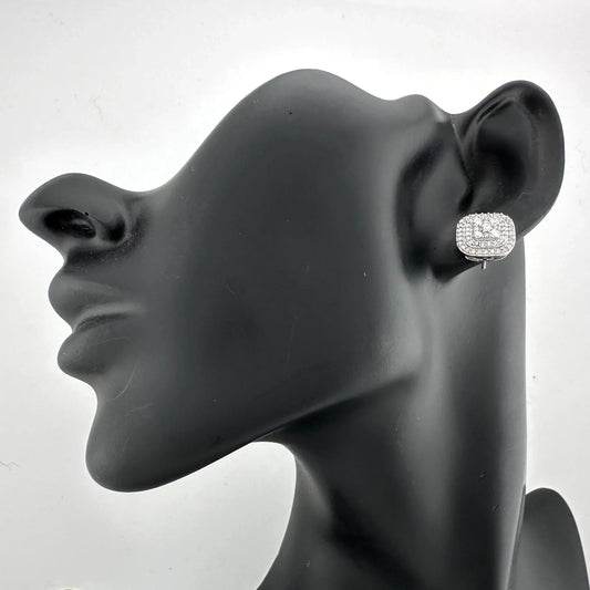 Radiant 1.00 Carat VS Lab Diamond Earrings - Sterling Silver Setting with Digital Appraisal & Light Up Gift Box - A+ Stuff