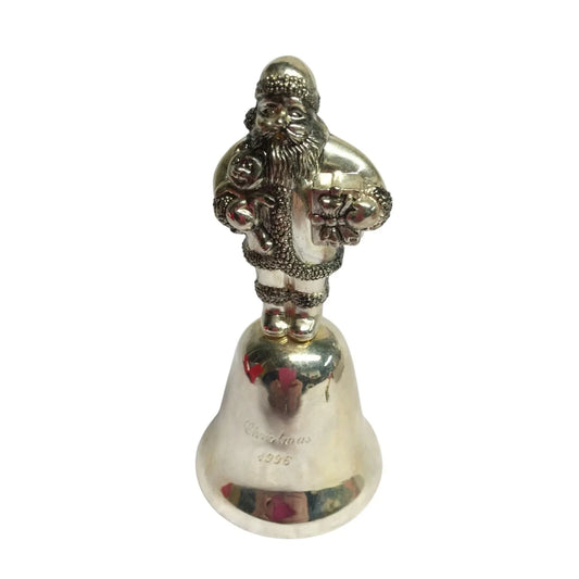 Making Spirits Bright - 1996 Christmas Bell - Silver Santa Claus Bell in Red Satin Lined Box - Holiday Decor Collectible A+ Stuff A+ Stuff