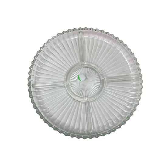 Vintage Retro Clear Glass 10" Sectioned Serving Snack Tray Dish - A+ Stuff