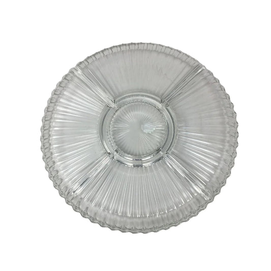 Vintage Retro Clear Glass 10" Sectioned Serving Snack Tray Dish - A+ Stuff