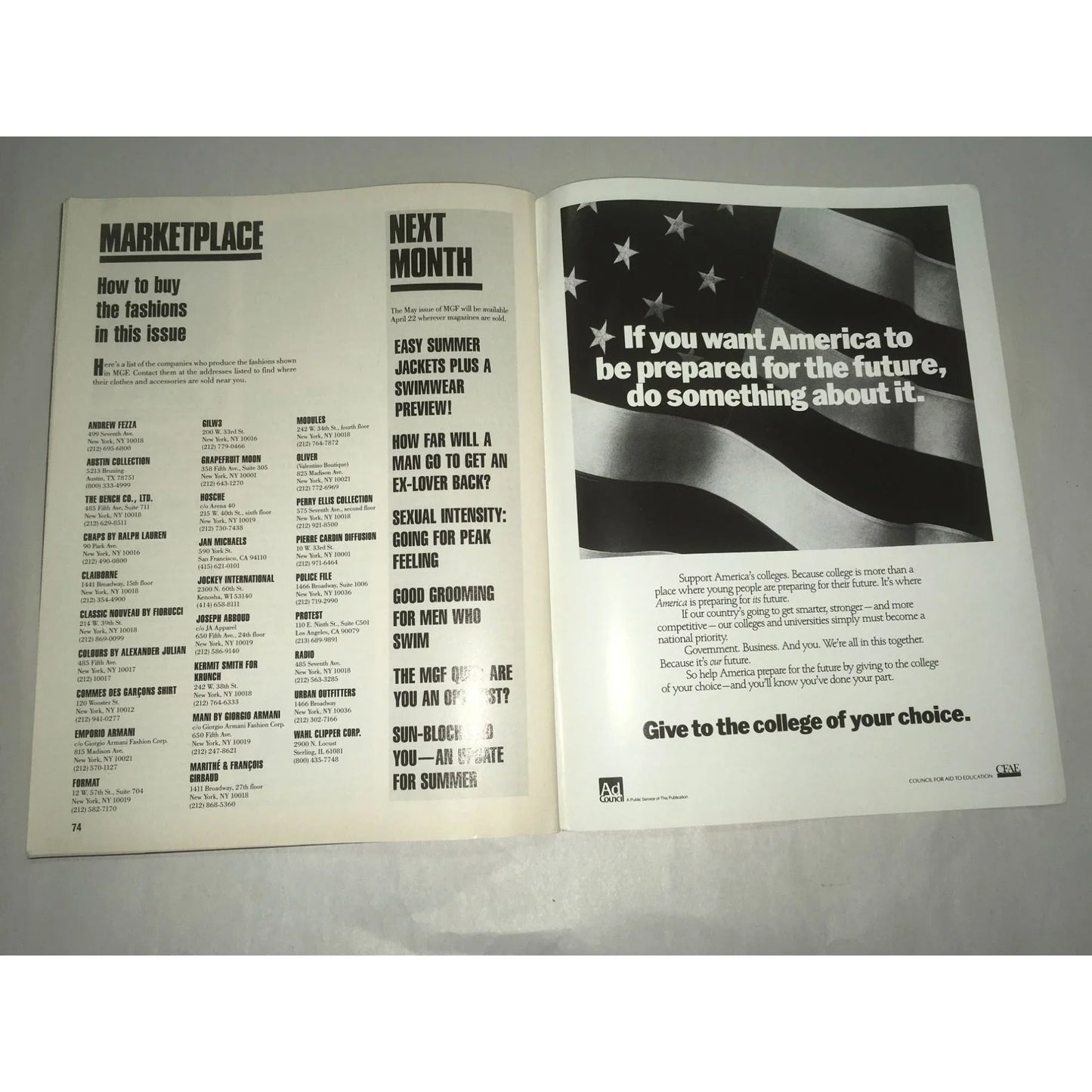 MGF MEN’S GUIDE TO FASHION MAGAZINE April 1989 - A+ Stuff
