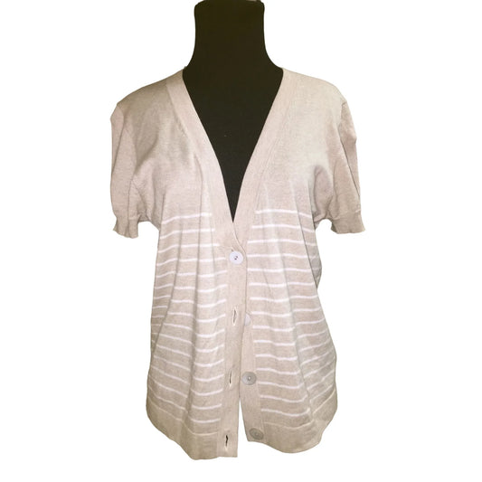 Womens Pure Collection Size 8/10 Short Sleeved Button up Striped Cardigan - A+ Stuff