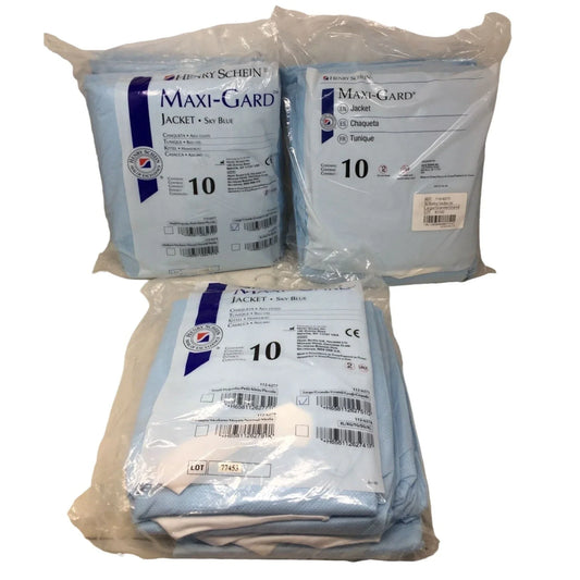 Henry Schein Maxi- Gard Jacket (Sky Blue) (2 New Packs/ 1 Open with 5 Inside) henry schein A+ Stuff
