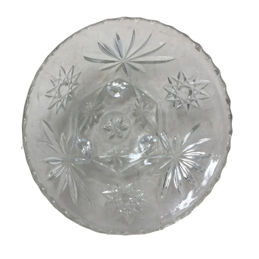 Vintage Decorative Clear Crystal Glass Serving Bowl/ Dish with legs A+ Stuff A+ Stuff