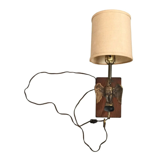 Vintage Collectible Bald Eagle Patriotic Wall Hanging Corded Lamp with Wood Base A+ Stuff A+ Stuff
