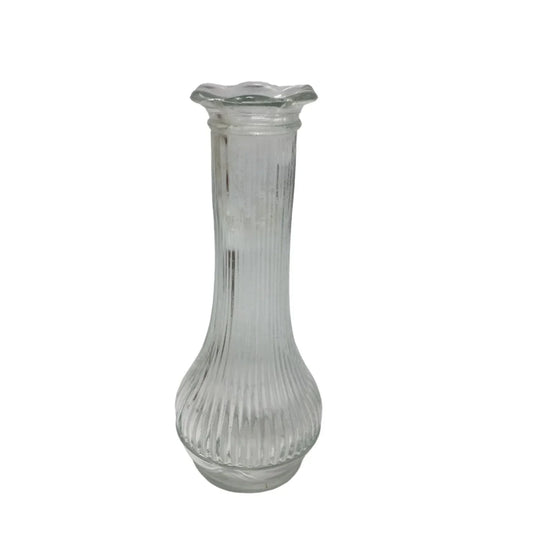 Vintage Clear Glass Slim Vase with Ruffled Rim Marked "RANDALL" on bottom - A+ Stuff