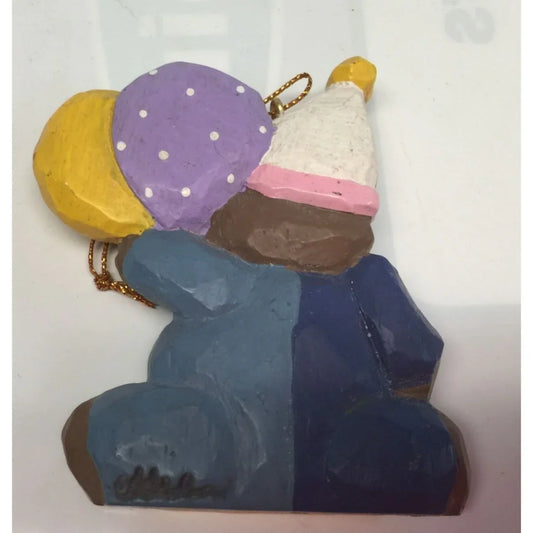 Vintage Birthday Teddy Bear Wearing Birthday Hat, Holding Balloons Christmas Ornament - A+ Stuff