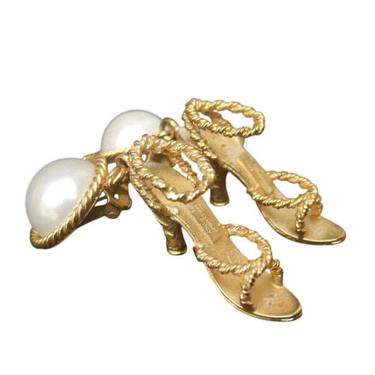 Salvatore Ferragamo High Heel Shoes Dangle Statement Earrings Salvatore Ferragamo A+ Stuff Vintage Luxury Earrings