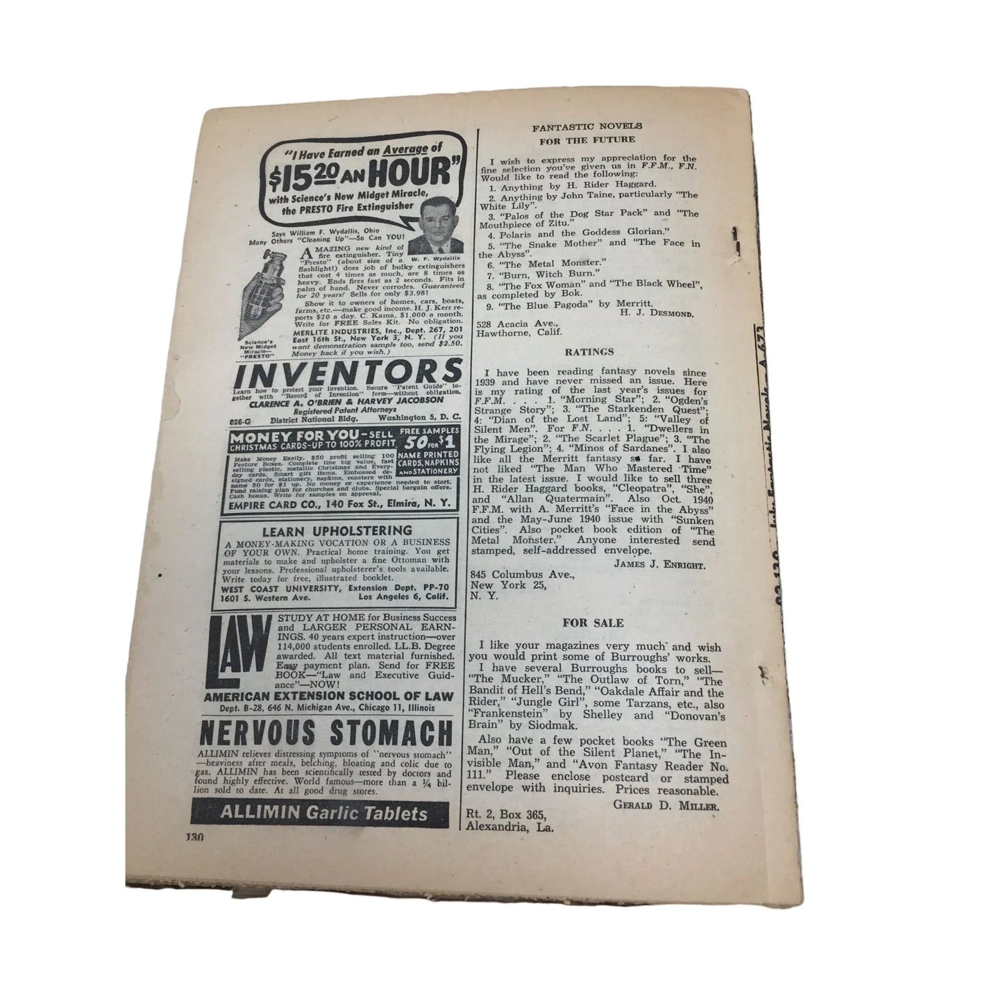 Vintage July 1950 Fantastic Novels Magazine Fantastic Novels A+ Stuff