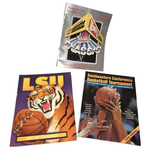 Set of 3 Vintage Basketball Programs- LSU Tigers, Southeastern Conference Basketball - A+ Stuff