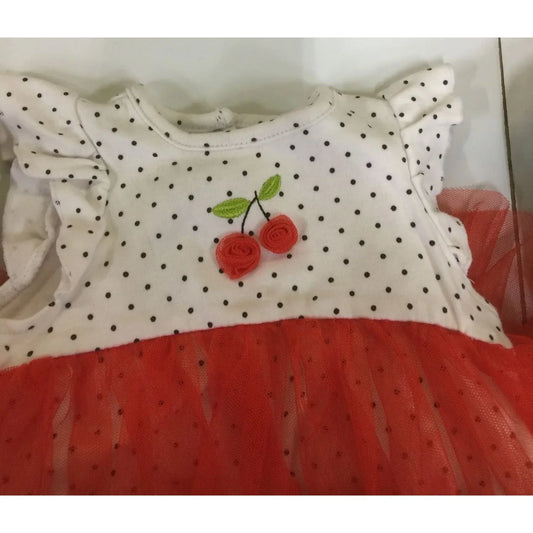 Baby Girl "Welcome to the World" 3-6M Polka Dot Onesie With Red Tutu Attached - A+ Stuff