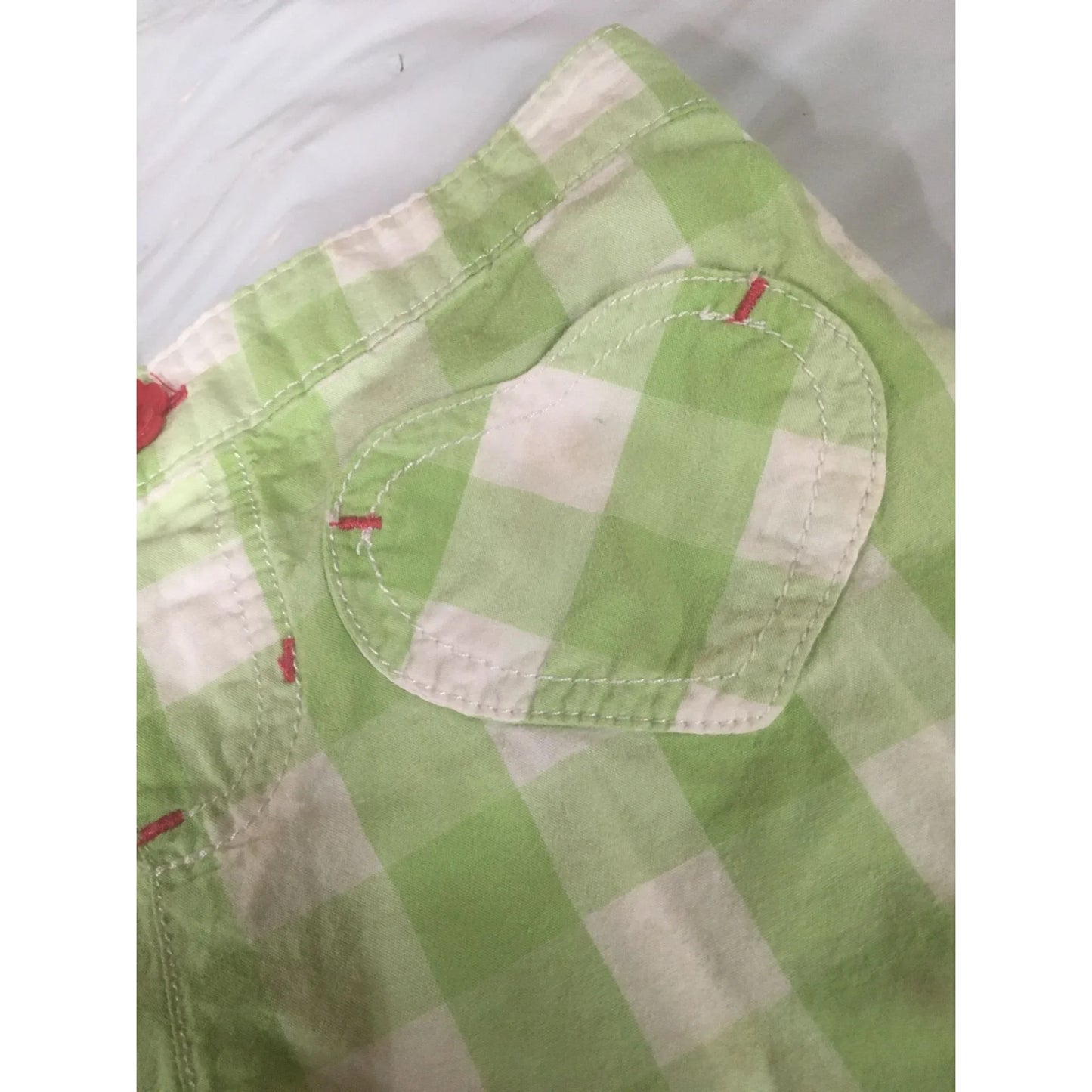 Jumping Beans Toddler Girl Shorts Size 3T Green/White with Pink Flower Button/Pockets - A+ Stuff