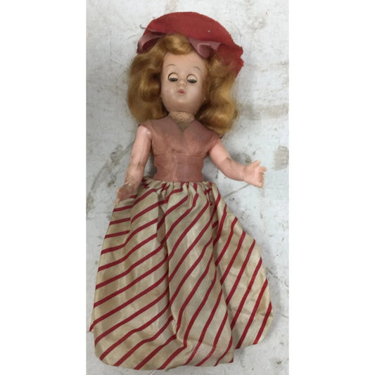 Vintage Collectible Doll w/ Light Hair/Eyes Wearing Red & White striped Dress A+ Stuff A+ Stuff