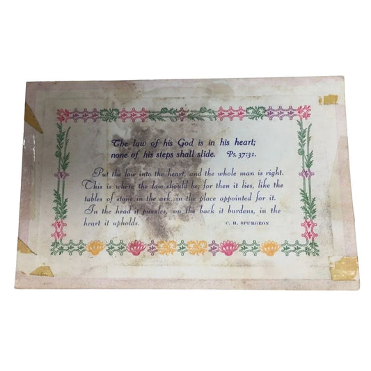 Vintage Aug. 24, 1942 Post Card "The law of his God is in his heart; none of his steps shall slide" A+ Stuff A+ Stuff