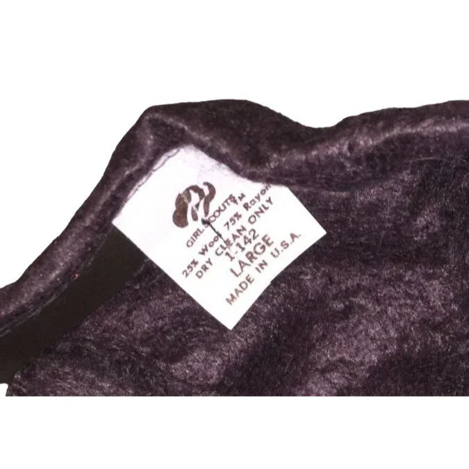 Vintage Girl Scouts Brownie Hat Uniform Felt Beanie Girls Large - A+ Stuff