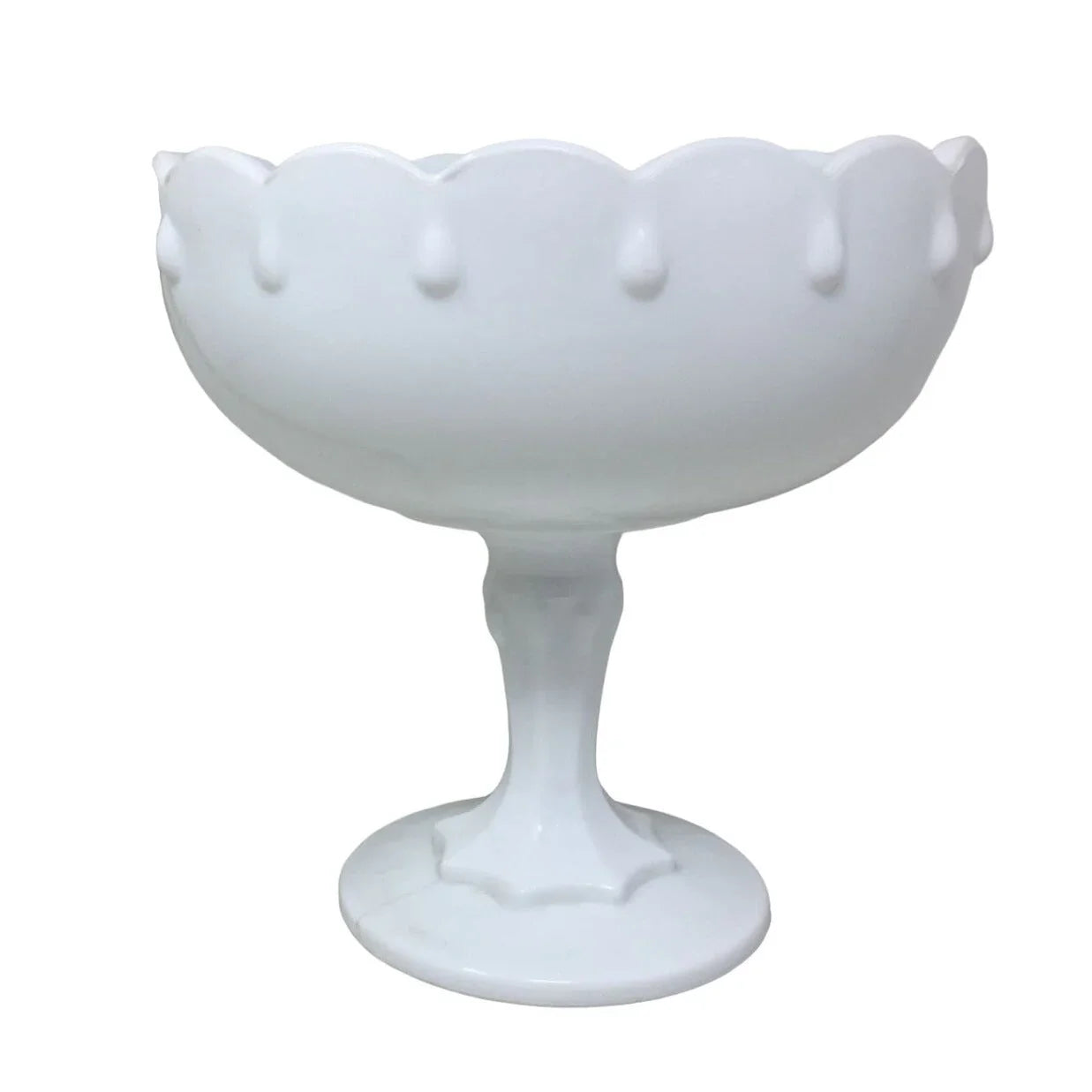Vintage Indiana Glass Co. Teardrop Pattern Milk Glass - Tall Footed Compote Bowl/Dish Indiana Glass Co A+ Stuff
