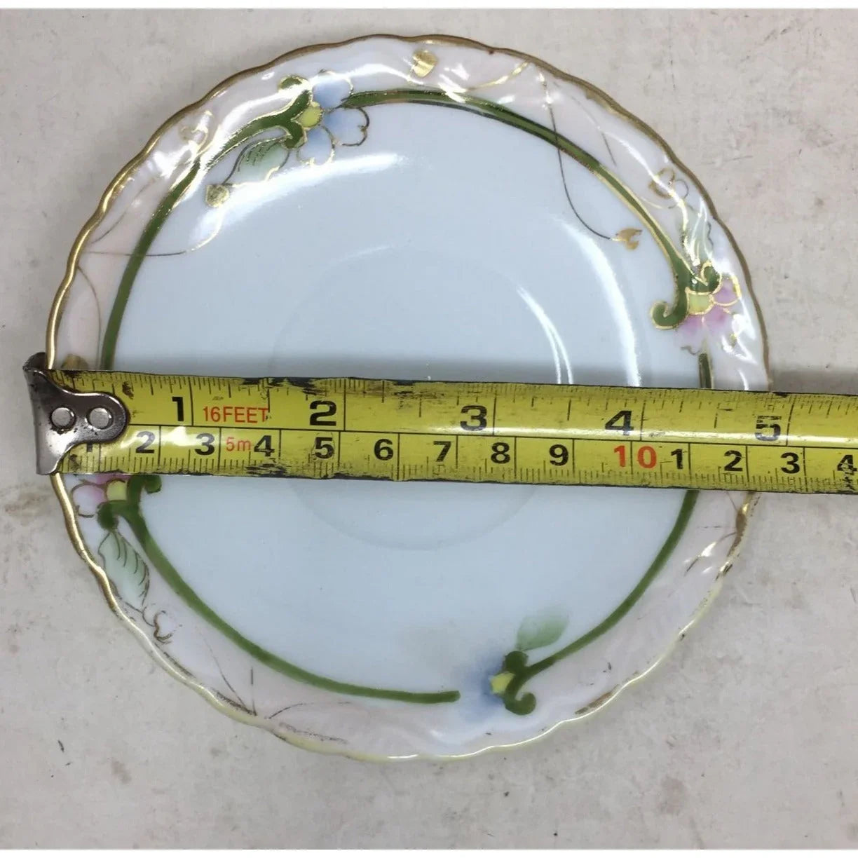 Small Saucer Plate with Floral Design and Gold Rim A+ Stuff A+ Stuff