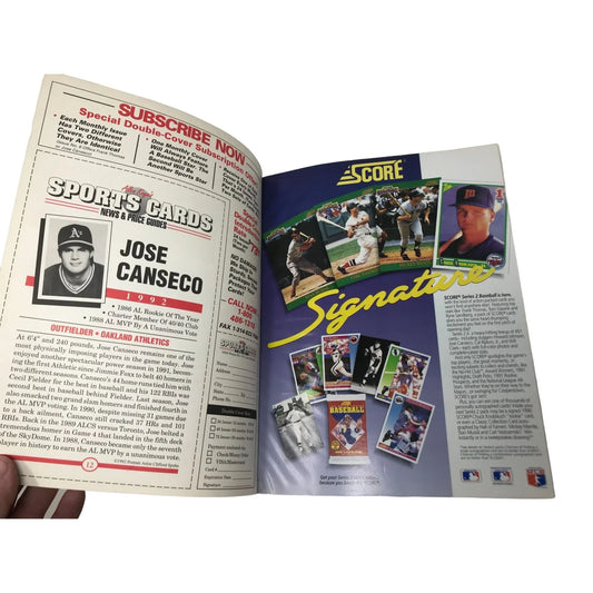Vintage Sports Cards Magazine May 1992 Jose Canseco w/ Cards A+ Stuff A+ Stuff