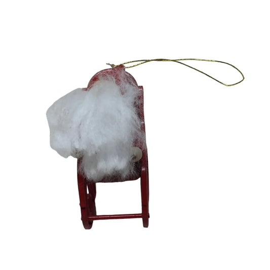 Vintage Avon Felt Santa w/ Big Beard Red Metal Rocking Chair Christmas Ornament - A+ Stuff